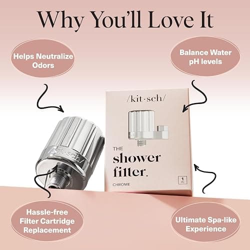 Kitsch Shower Head Filter for Hard Water – Shower Water Filter with KDF-55 & Calcium Sulfite, Helps Reduce Chlorine & Impurities, Water Softener- Bathroom Accessories for Healthier Hair & Skin- Chrome thumbnail 4