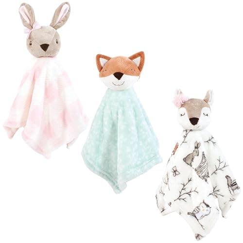 Hudson Baby Unisex Baby Animal Face Security Blanket, Enchanted Forest 3-Pack, One Size - Image 1