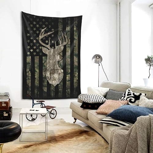MINIOZE Camo Camouflage American Flag Hunting Deer Tapestry Wall Hanging Home Decoration Bedroom Decor Living Room Balcony 40 X 60 Inch thumbnail 2