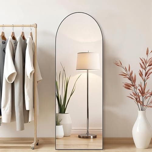 Arched Mirror Full Length, Upgraded 16"x59" Body Wall Mirrors with Shatter-Proof Glass, Floor Standing, Hanging or Leaning, Tall Arch Mirror with Stand Aluminum Alloy Frame for Bedroom Cloakroom thumbnail 3