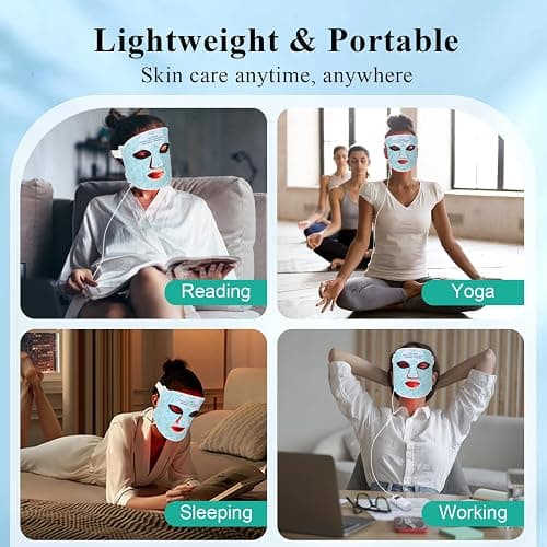 biuufish Red Light Therapy for Face, 7＋1 Colors LED Face Mask Light Therapy with 850NM Near-infrared, Portable Rechargeable Red Light Therapy Mask Skin Care Device at Home and Travel for Anti-Aging thumbnail 7