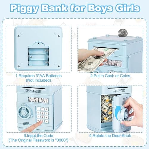 Refasy Piggy Bank Cash Coin Can ATM Bank Electronic Coin Money Bank for Kids Age 3-12, Money Savings Box Mini ATM Coin Bank Toys Gifts for 3 4 5 6 7 8 9 10 11 12 Year Old Boys Girls thumbnail 4