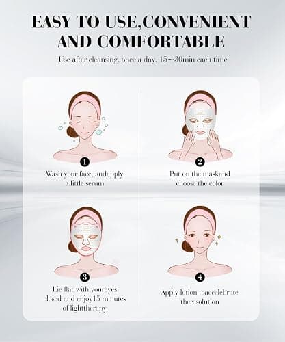 SDKWDH Red Light Mask for Face, 7-1 Colors Facial Care Mask, 850nm Infrared & Red Light Masks, Ergonomic Design for Home & Travel, White thumbnail 8
