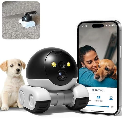 Firam Bot Robot, 1080p HD DIY Bot Robot Home Cameras on Wheels, Movable Pet Cameras Battery-Powered, 2-Way Talk, Night Vision, APP Remote Control, Night Vision, Smooth Pan & Tilt (128 GB) - Image 1