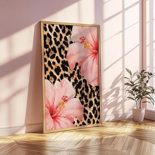 3 Tableau Leopard Chambre Affiche Decoration Murale Moderne Fleur Rose Citation Poster Mural Art Deco Impression sur Toile Chambre Salon Adulte Ado Fille Cadeau 30x40cm sans Cadre (BYCH101-30x40) thumbnail 3