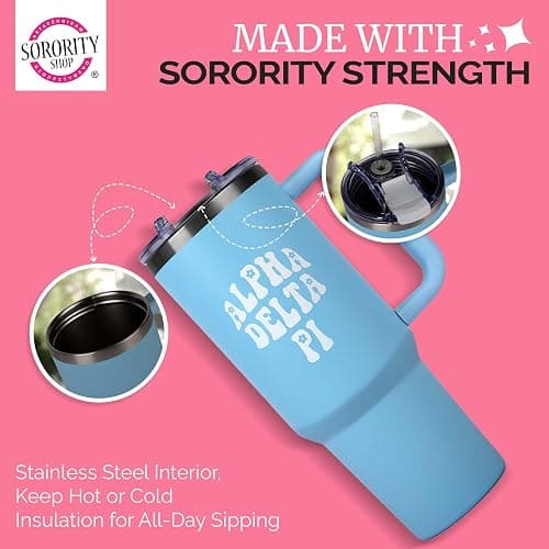 Sorority Shop Sigma Kappa 40oz Tumbler with Handle - Best Friend Tumblers for Women - Cute Sorority Engraved Tumbler - Insulated Tumblers to Keep Your Drinks Cold or Hot for Hours thumbnail 5