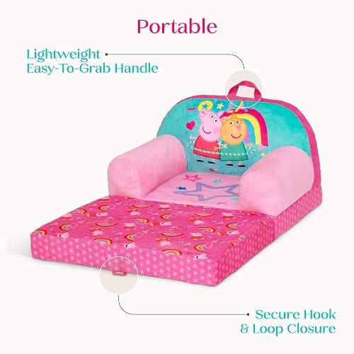 Delta Children - Peppa Pig Cozee Buddy Flip-Out Kids Chair - Greenguard Gold Certified, Pink thumbnail 9