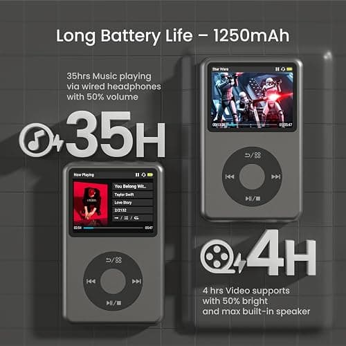 Innioasis Y1 Mp3 Player with Bluetooth HiFi Mini Portable Music Digital Player with Audiobook 2026 Nice Gift Upgrade Black thumbnail 6