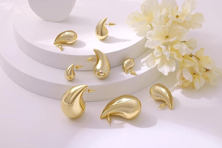 Gold drop ear rings  thumbnail 2