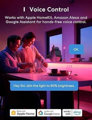 meross Smart LED Strip Lights, 32.8ft WiFi RGB Strip, Works with Apple HomeKit, Siri, Alexa&Google and SmartThings, App Control, Color Changing Lights Strip for Room, Party, Festivals, UL Listed thumbnail 7
