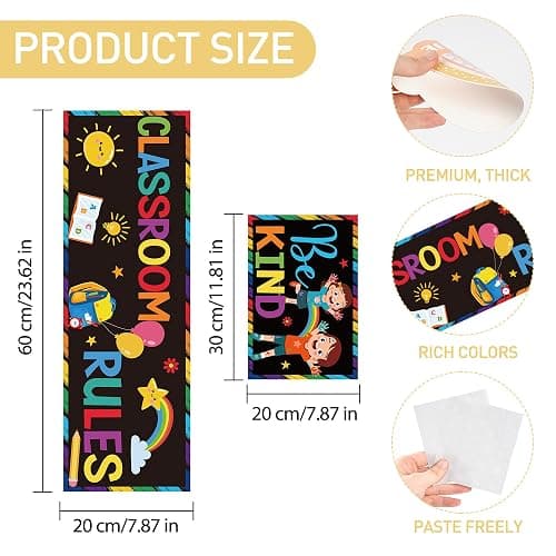 RUBOAOA Classroom Rules Poster Set, 11 Pcs Class Rules for Classroom Bulletin Board Decor, Behavior Expectations Posters for Kids Kindergarten Elementary Back to School Supplies 12 x 8 in thumbnail 2