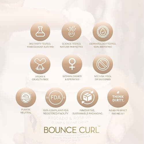Bounce Curl Avocado & Rose Oil Clump and Define Cream, Enhance and Define Wavy, Curly, and Coily Hair, 6 oz thumbnail 6