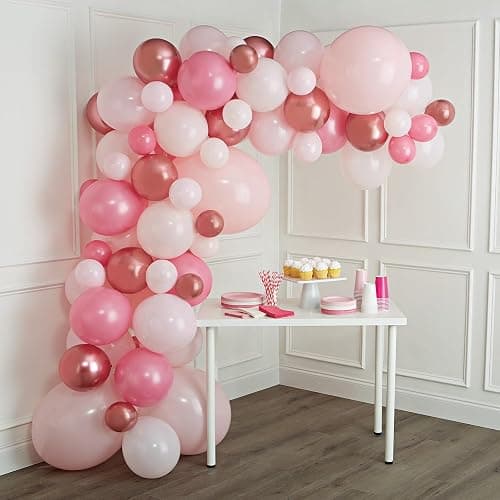 Paready Pink Balloon Set, 50 Pcs 12 Inch Metallic Pink Pastel Pearl Light Confetti Balloons Helium with Ribbon for Women Girls Wedding Bridal Baby Shower Princess Birthday Party Decorations thumbnail 4