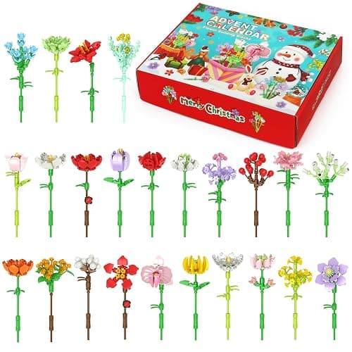 Christmas Advent Calendar 2025, Flower Building Blocks, 24 Days Countdown Calendar Toys, Building Brick Toys Party Favors, Xmas Gifts - Image 1