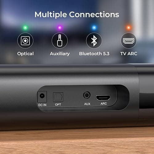 Assistrust Sound Bar for Smart TV, Soundbar with Bluetooth/ARC/Opt/AUX Connect, Auto Volume Boost, 3 Equalizer Modes, 2 in 1 Detachable Soundbar for TV/PC/Gaming/Projectors thumbnail 5