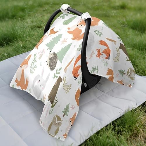 Bush Animal Fox Infant Car Seat Cover Baby Girls Stroller Carseat Covers Canopy Muslin Breathable Soft Lightweight Sun Shade Universal Fit thumbnail 6