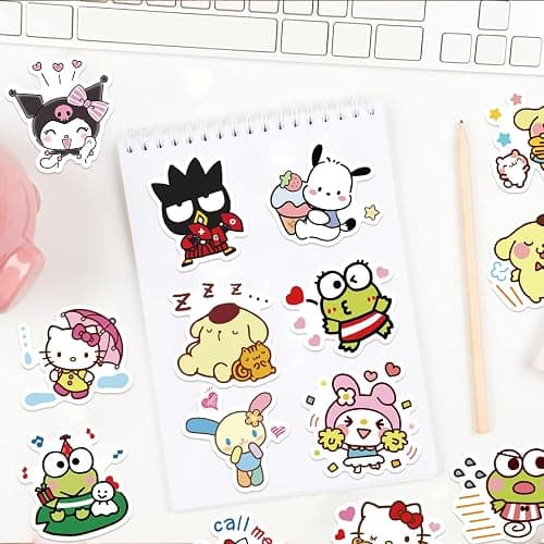 100PCS Sanrio Cartoon Stickers for Water Bottles Laptop Luggage, Hello Cat Kitty Kuromi Mymelody Cinnamoroll Stickers for Adults Teens Waterproof Vinyl Decals (C) thumbnail 3