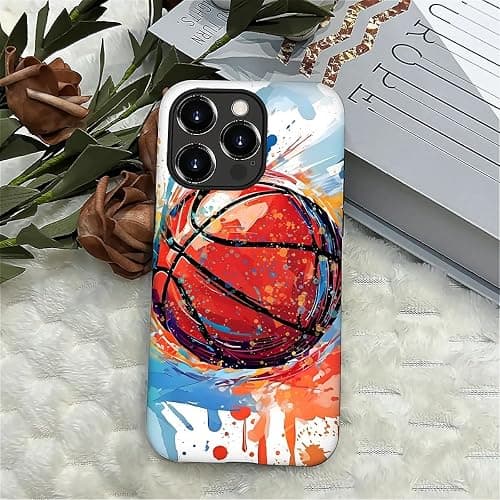 yicomon Compatible with iPhone 16 Pro Case, Colorful Basketball Sport Pattern Print Matte Phone Case Durable Fashion Funny Liquid Silicone Case Soft Anti-Scratch Shockproof Protective Cover thumbnail 7