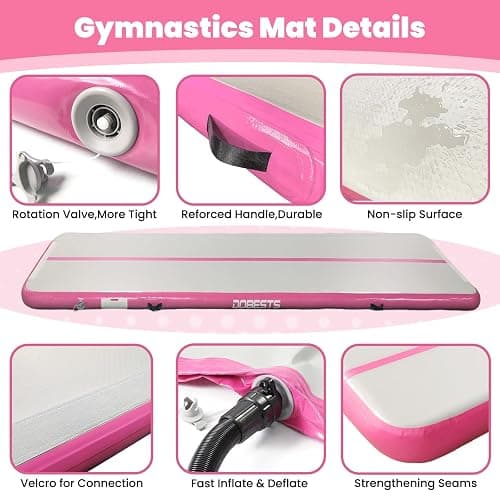 DOBESTS Inflatable Air Gymnastics Mat Tumbling Mat Tumble Track Gymnastics Training for Kids Home 6.6 feet 10 feet 13feet 16feet 20feet 4/8inch Thick for Cheerleading Dance Yoga Cheer Water With Pump thumbnail 4