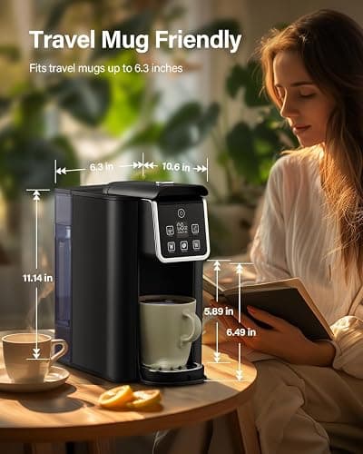 SHARDOR Single Serve Coffee Maker 2.0, Hot and Iced Coffee Machine for K Cup Pods & Ground Coffee, 6 to 14 oz Brew Sizes, 50 oz Removable Water Tank, Bold Brew Setting, Stainless Steel, Black thumbnail 2