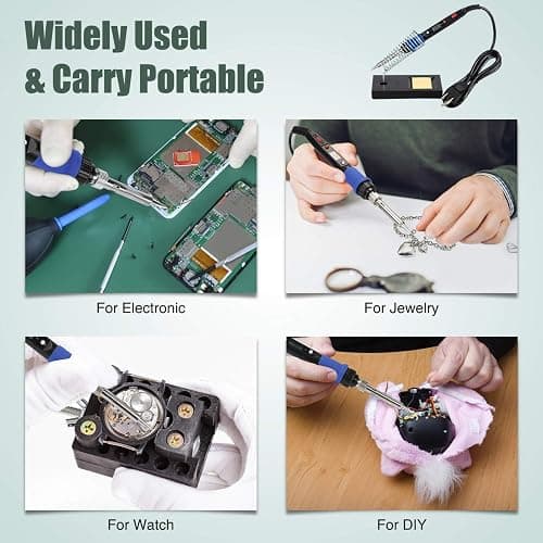 Soldering Iron Kit, 80W 110V LCD Digital Welding Tools, 356-896℉(180-480℃), Portable Adjustable Temperature Solder Irons, for Metal, Jewelry, Electric Repairing, DIY thumbnail 6