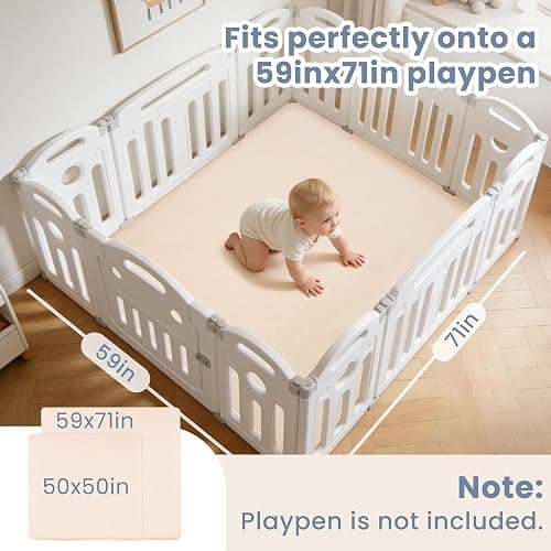 ACOMOPACK 1.3" Thick Baby Play Mat for Floor 59x71"-Large Water-Repellent&Non-Slip Memory Foam Mat for Kids,Toddlers,Soft Velvet Nursery Rug for Tummy Time&Crawling,Yoga,Tatami Style(Blush) thumbnail 4