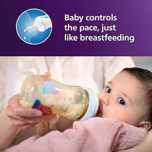 Philips Avent Natural PPSU Baby Bottles, Medium Flow, 9 oz, BPA-Free | Baby-Controlled Flow, No-Drip Design, Reduces Colic and Gas with Anti-Colic Valve, 2-Pack, SCY943/02 thumbnail 4