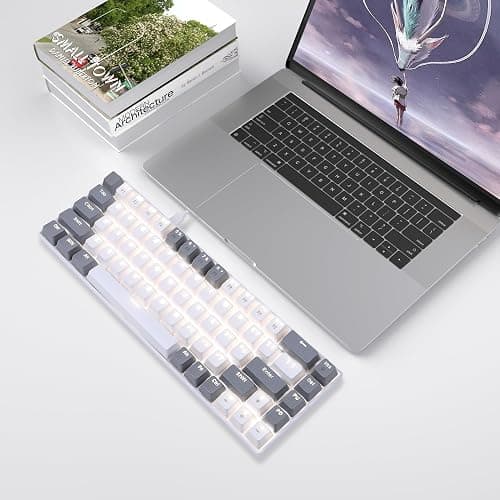 MageGee Portable 60% Gaming Mechanical Keyboard, Minimalist MK-Box Ice Blue Backlit Compact 68 Keys Wired Office Keyboard with Red Switch for Windows Laptop PC Mac Convenient(Gray & White) thumbnail 5