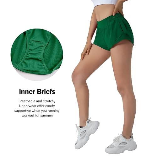 Aurefin Running Shorts for Women,Quick Dry Athletic Sports Shorts Lightweight Active Workout Gym Shorts with Zip Pocket thumbnail 3