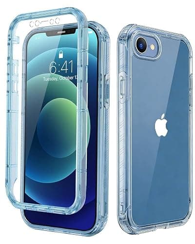 Lifedance Rugged Full-Body Case for iPhone 17e/16e, Built-in Screen Protector, 10FT Military Drop Tested, Clear Shockproof Phone Case Cover for iPhone 17e & 16e, Clear Blue - Image 1