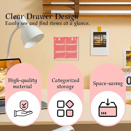 Small Mini Drawer Organizer for Desk, 6 Drawers, 4.7" x 4.7" x 3.8" Pink | Small Desktop Organizer with drawers, Teacher Toolbox, Plastic Storage Box for Office, Classroom, Craft and Home Organization thumbnail 4
