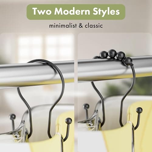 AmazerBath Shower Curtain Hooks Black Shower Curtain Rings, Simple Double Hook Shower Curtain Hooks Rust Proof, Smooth Sturdy Metal Shower Hooks for Shower Curtain Rod, 12 Pcs Shower Rod Hooks thumbnail 6