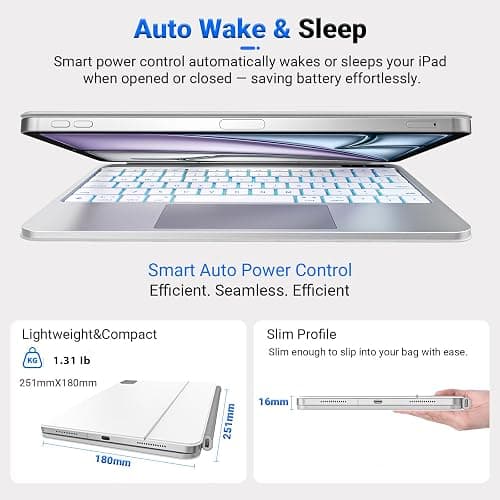 Emoonland Magic Keyboard iPad Air 11-inch (M4 2026/M3 2025/M2 2024 | iPad Pro 11" (1st/2nd/3rd/4th Gen) Floating Cantilever Stand with Stylus Pen Keyboard Case for iPad Air 10.9“(5th /4th Gen) thumbnail 4