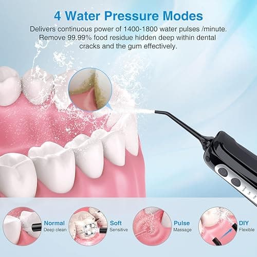 INSMART Water Flosser for Teeth: Cordless Dental Electric Flosser for Oral Care,Rechargeable Floss DIY Mode IPX7 Waterproof,Portable Travel Flossers Set for Teeth cleaning with 4 Modes thumbnail 3