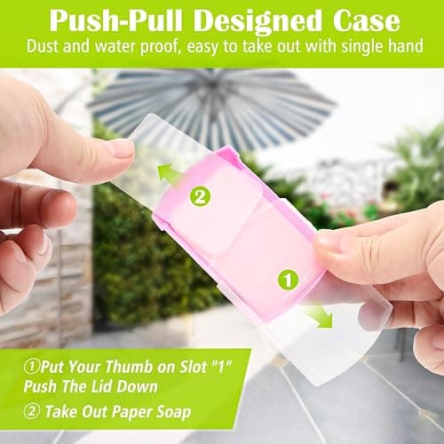 2 Boxs (100 Sheets) Hand Washing Soap Sheets for Outdoor Travel,Portable Camping Hand Soap,Hiking Washing Hand Bath Paper Soap for Travel,BBQ,Party,School,Girls(Yellow&Pink) thumbnail 6