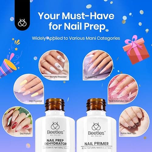 Beetles 20ml 2Pcs Nail Dehydrator and Primer, Large Capacity Acid Free Acrylic Nail Prep Dehydrate and Primer for UV Gels Superior Bonding Professional Salons Set thumbnail 7