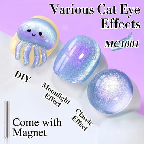 Double Rhythm 0.5 OZ Cat Eye Gel Polish with Magnet 15ML Holographic Glitter Shimmer Translucent Jelly Color Magnetic Nail Polish Salon DIY at Home (MC1001) thumbnail 2