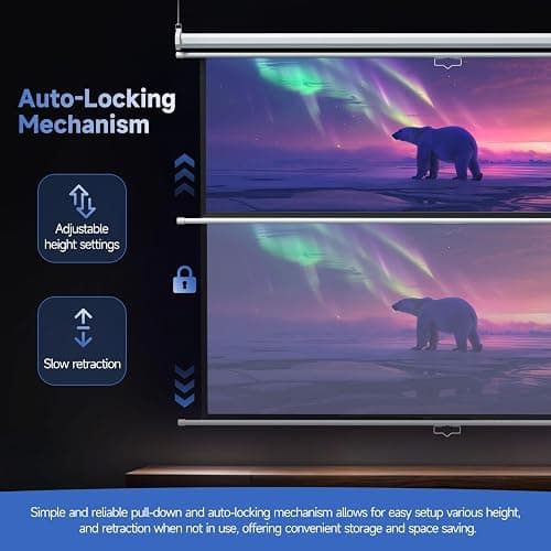 INMOZATA Pull Down Projector Screen White, 72in Wall & Ceiling Mounted HD Projection Screen with 4:3 Ratio Matte White Screen for Home School Cinema Theater Outdoor Indoor Public Display (140x105cm) thumbnail 4
