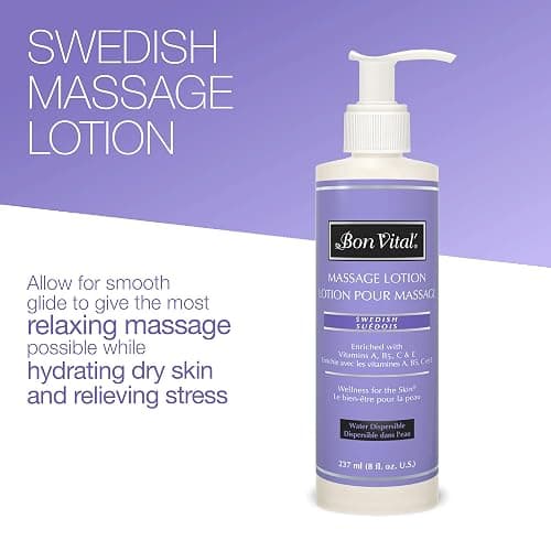 Bon Vital', Swedish Massage Lotion, 8 oz, Lightweight Professional Massage Lotion for Massage Therapy and Sports Massage, Enriched with Vitamins and Plant-Based Extracts, Unscented Formula thumbnail 3