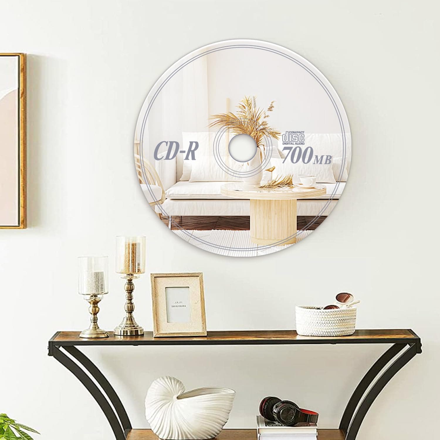 CD Mirror 13x13 Inch, Cool Music Room Decor, Y2K Wall Decor, Funky Home, Nostalgic Silver Acrylic, Vinyl Retro, Creative Gift - Image 1