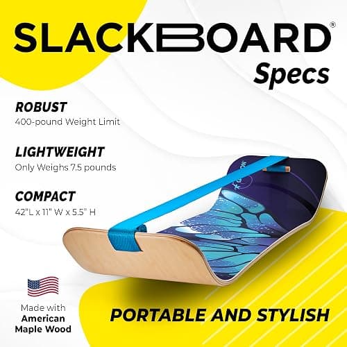 GIBBON SlackBoard - GiBoard Balance Board Kids & Adults - Slackline Balance Trainer - Slack Board Core Workout Equipment Home Gym Training - Standing Desk Exercise - Yoga, Agility, Pilates & More thumbnail 2