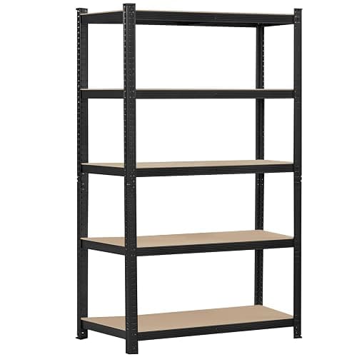 Topeakmart 5-Tier Utility Shelves, Metal Storage Shelves Garage Shelving Unit Adjustable Garage Storage Shelves Storage Racks Heavy Duty Shed Shelving- Black, 35.5 x 16 x 71 Inch - Image 1