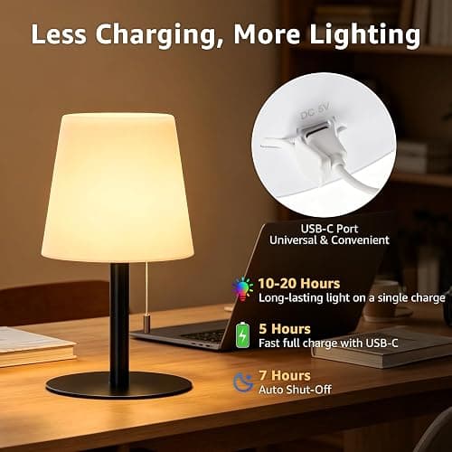 uuffoo Shower Lamp Rechargeable Cordless Light Waterproof for Bathroom Spa | Portable Battery Operated Table Lamp RGB Mood Lighting LED Night Light for Patio kitchen Camping (Black) thumbnail 5