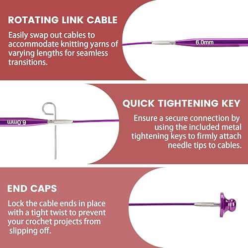liomey Interchangeable Circular Knitting Needles Set - 13 Pairs of 4 Inch (3mm-10mm), Aluminum Needles, Ergonomic Design for Beginners and Advanced Knitters, Purple thumbnail 4