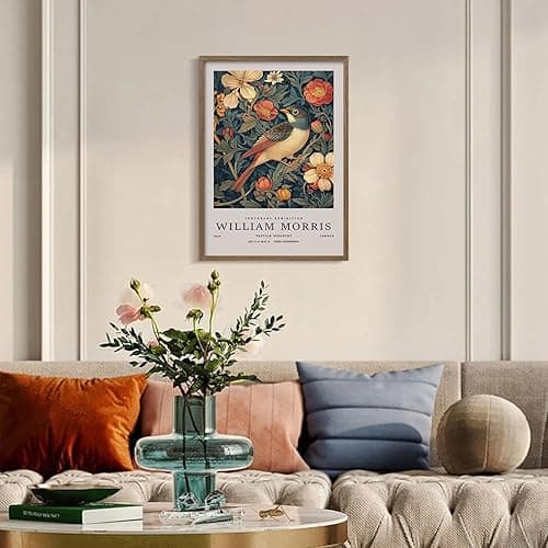 Birds Wall Painting Print Framed Wooden Framewrap Poster William Morris Style Vintage Floral Artwork Nature Picture Gallery Wall Decor For Home And Office 12x16 Inch thumbnail 5