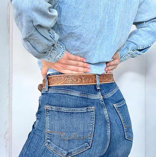 DANIEL'S ARTPLANET Women’s Western Leather Belt Cowgirl Belt For Jeans Pants Dresses Engraved Tooled Ladies Western Belt thumbnail 4
