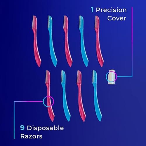 Schick Hydro Silk Touch-Up Dermaplaning Tool with Precision Eyebrow Cover, 9ct | Dermaplane Razor, Face Razors for Women, Peach Fuzz Remover | Beauty Stocking Stuffer thumbnail 8