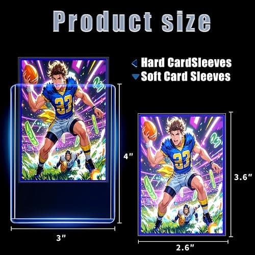 TRUGQ 200 Card Sleeves Toploads for Cards,3" x 4" Baseball Card Protectors,Premium Standard Size Trading Hard Plastic Card Holder for Sports Football Cards(100 Hard Protectors +100 Soft Sleeves) thumbnail 3