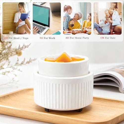 VICTORIA AROMA Ceramic Wax Warmer with Timer, Candle Wax Melter & Wax Burner for Scented Wax Melts, Electric Fragrance Wax Melt Warmer for Home Office Decor Ideal Gift（White） thumbnail 5