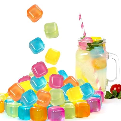Reusable Ice Cube Plastic Ice Cubes 65 Pack Colorful Refreezable Ice Cubes for drinks, Whiskey, Vodka or Coffee, Washable Non-Melting Ice Cubes Non-Diluting - Image 1